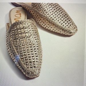 Sam Edelman gold woven elva mule 9